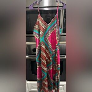 Venti6 Bright Multicolor Striped spaghetti strap maxi dress